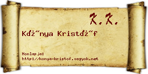 Kónya Kristóf névjegykártya